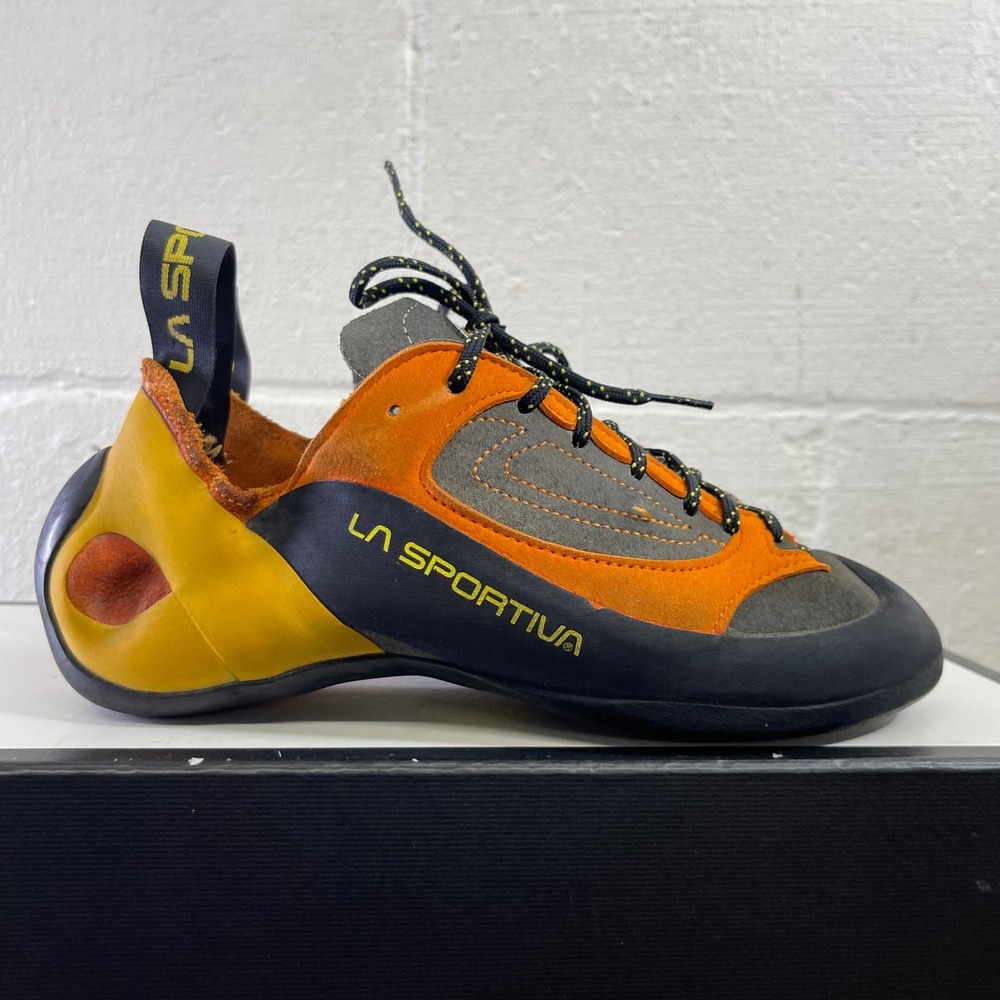 La Sportiva Finale Rock Climbing Shoes Orange Black Suede Lace up Men's 7.5 US